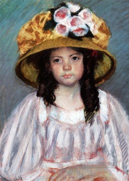 Fillette Au Grand Chapaeu mothers children Mary Cassatt Oil Paintings